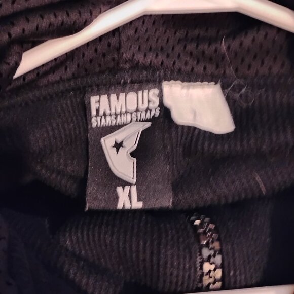 Men's Vintage XL Famous Stars Straps Get Money Ben Franklin Full Zip Mask Hoodie - Picture 4 of 5